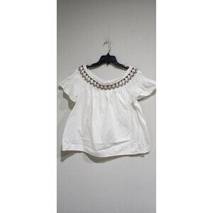 Old Navy Womens Size L White Smocked, Off The Shoulder Flutter Sleeve Top